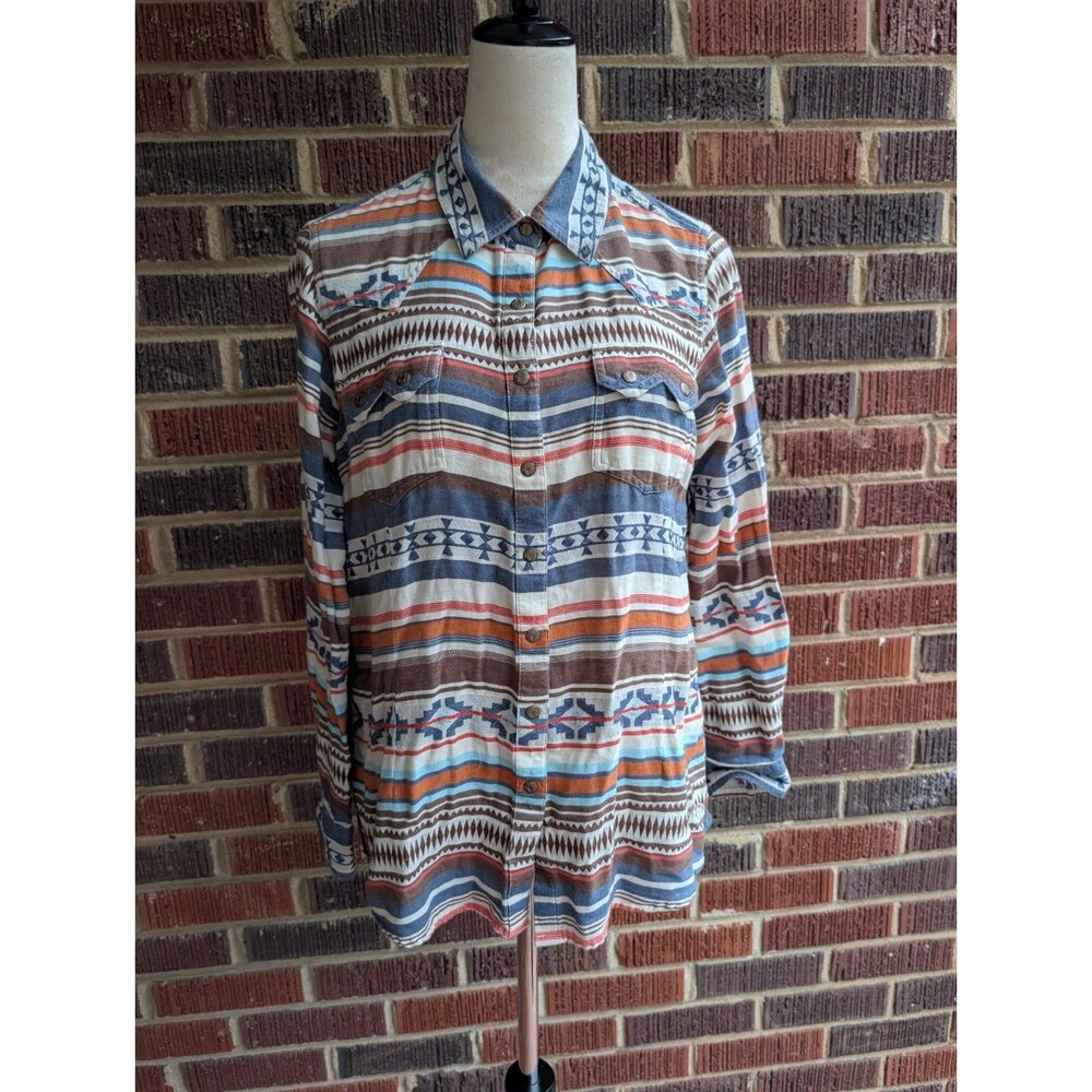 Ariat 'Real' Womens Tribal Aztec Western Snap Long Sleeve Shirt-Sz Large